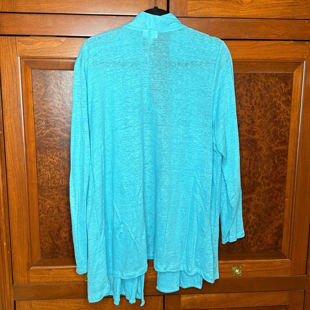 J Jill women’s XL Linen, open front turquoise cardigan, worn once, great cond - Picture 3 of 3